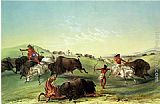 George Catlin Canvas Paintings - Buffalo Hunt